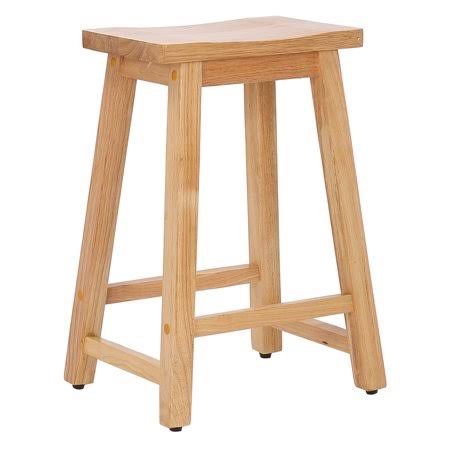 Solid Wood Saddle Bar Stool, Oak D31078