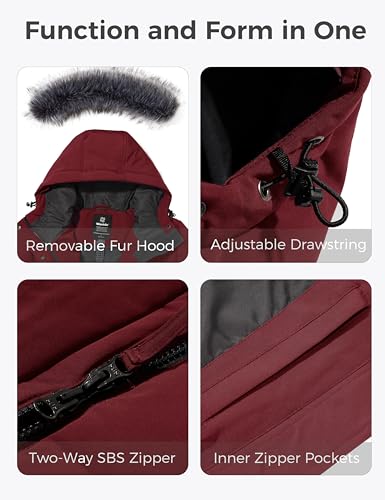 Women's Long Quilted Winter Coat Puffer Jacket with Faux Fur Hood B747804