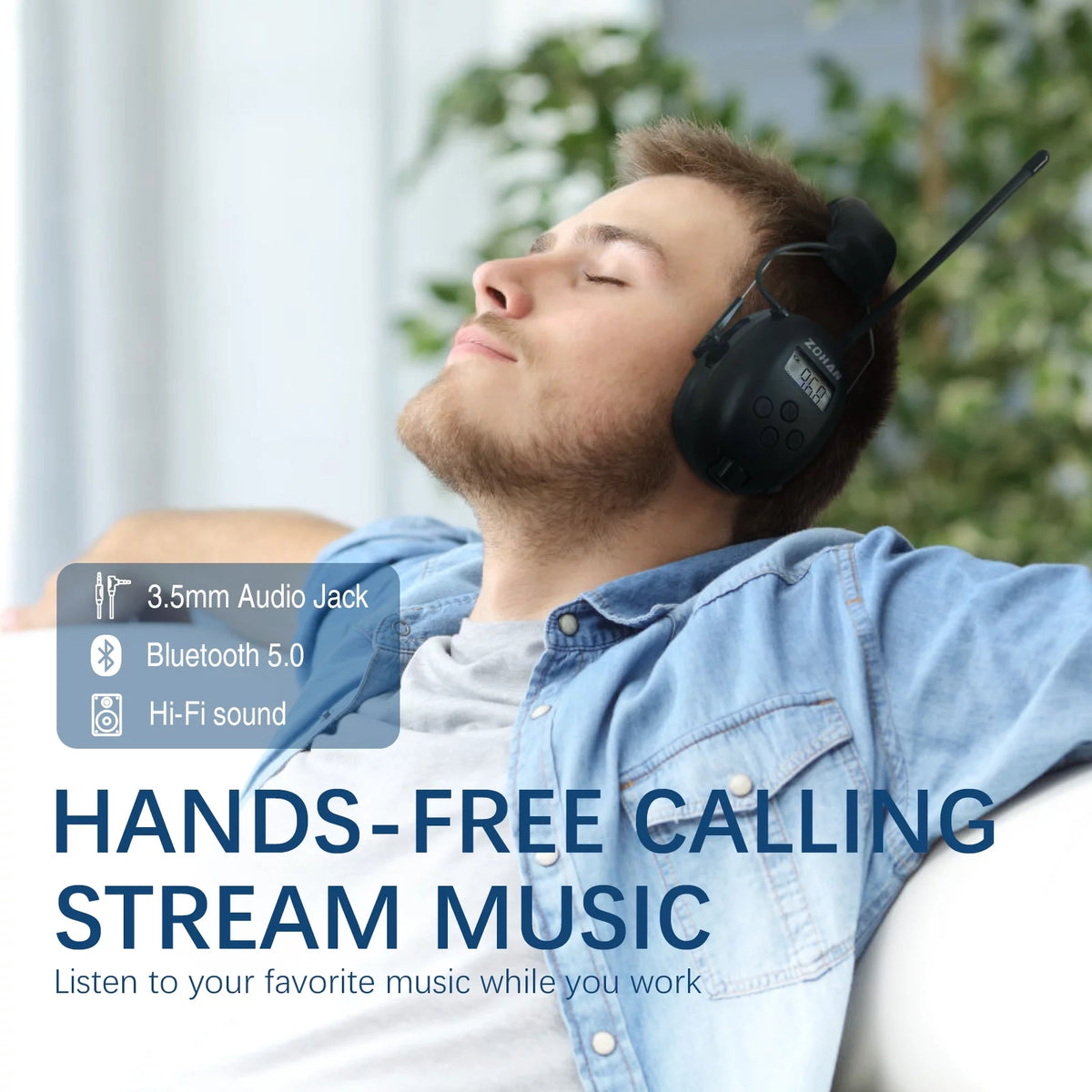 Bluetooth 5.0 AM FM Radio Headphones with Digital Display R21964