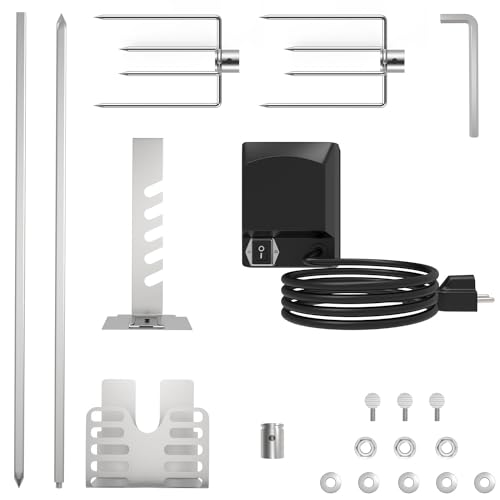 BBQ Rotisserie Grill Kit with 120V 4W Motor, 28" Spit Rod, 2 x 4 Forks I165166