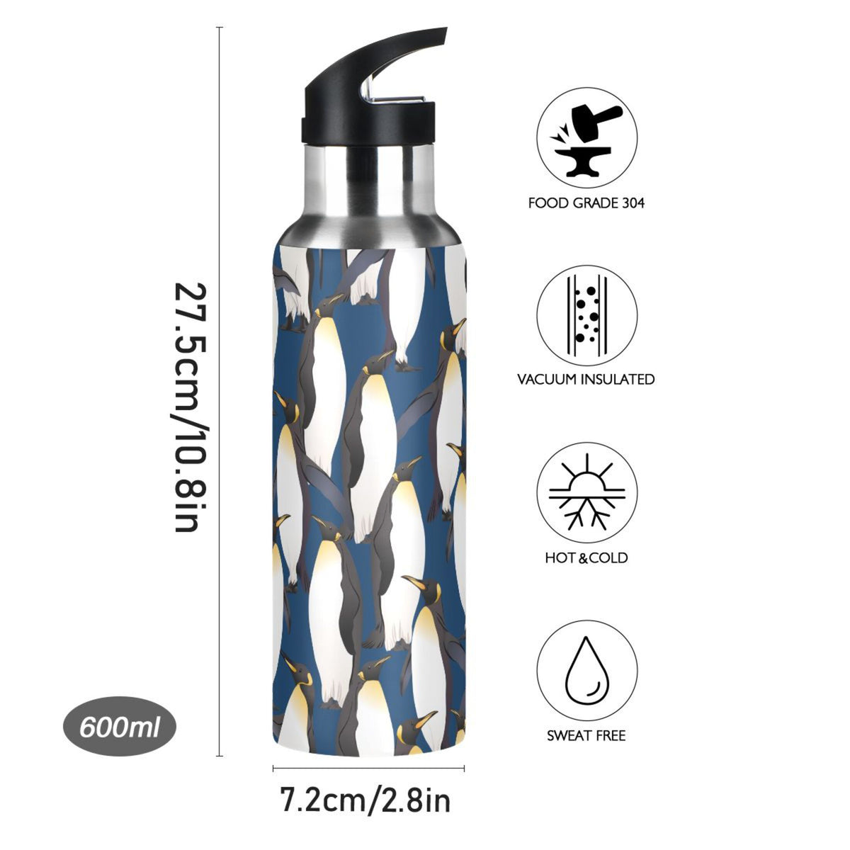 Stainless Steel Insulated Water Bottle with Straw Lid U204493