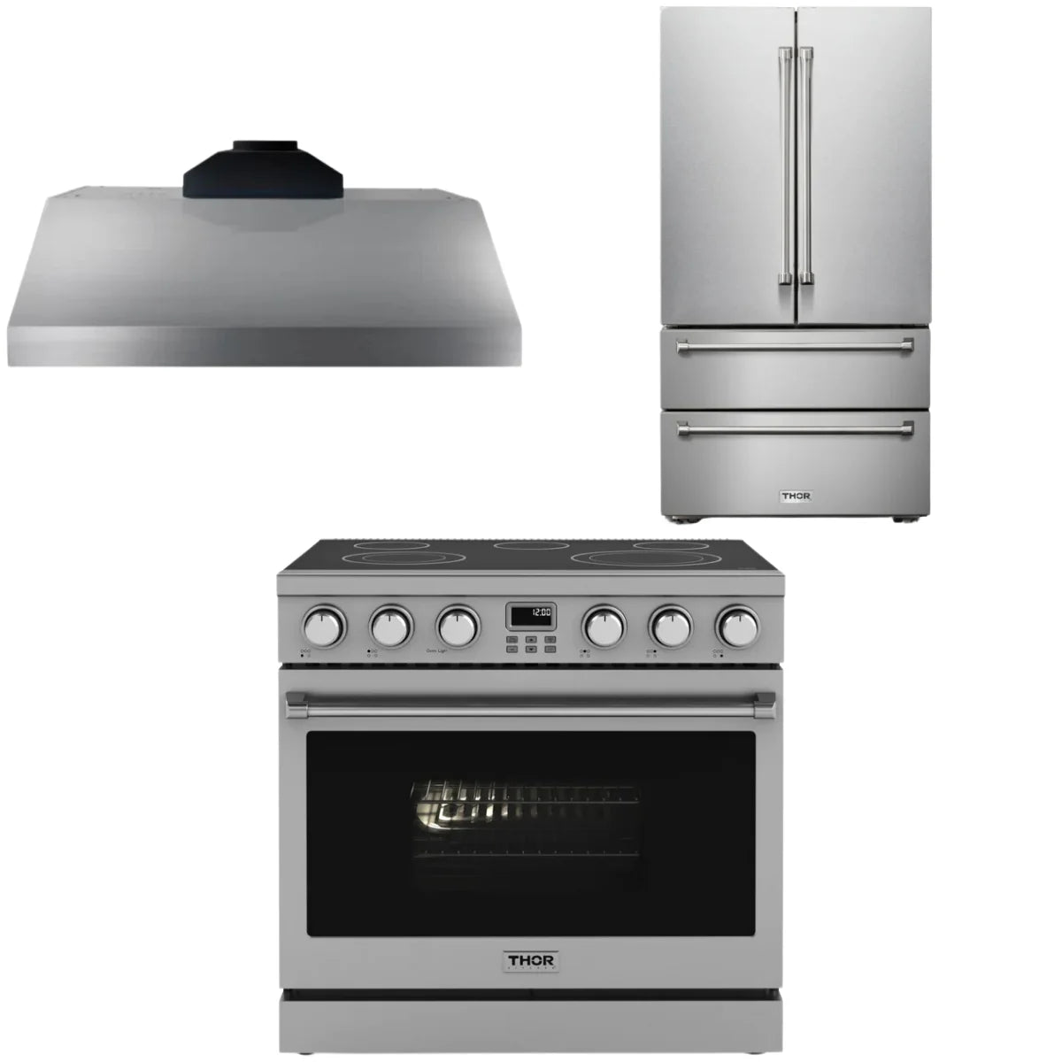 36 Electric Range, Range Hood and Refrigerator W65157