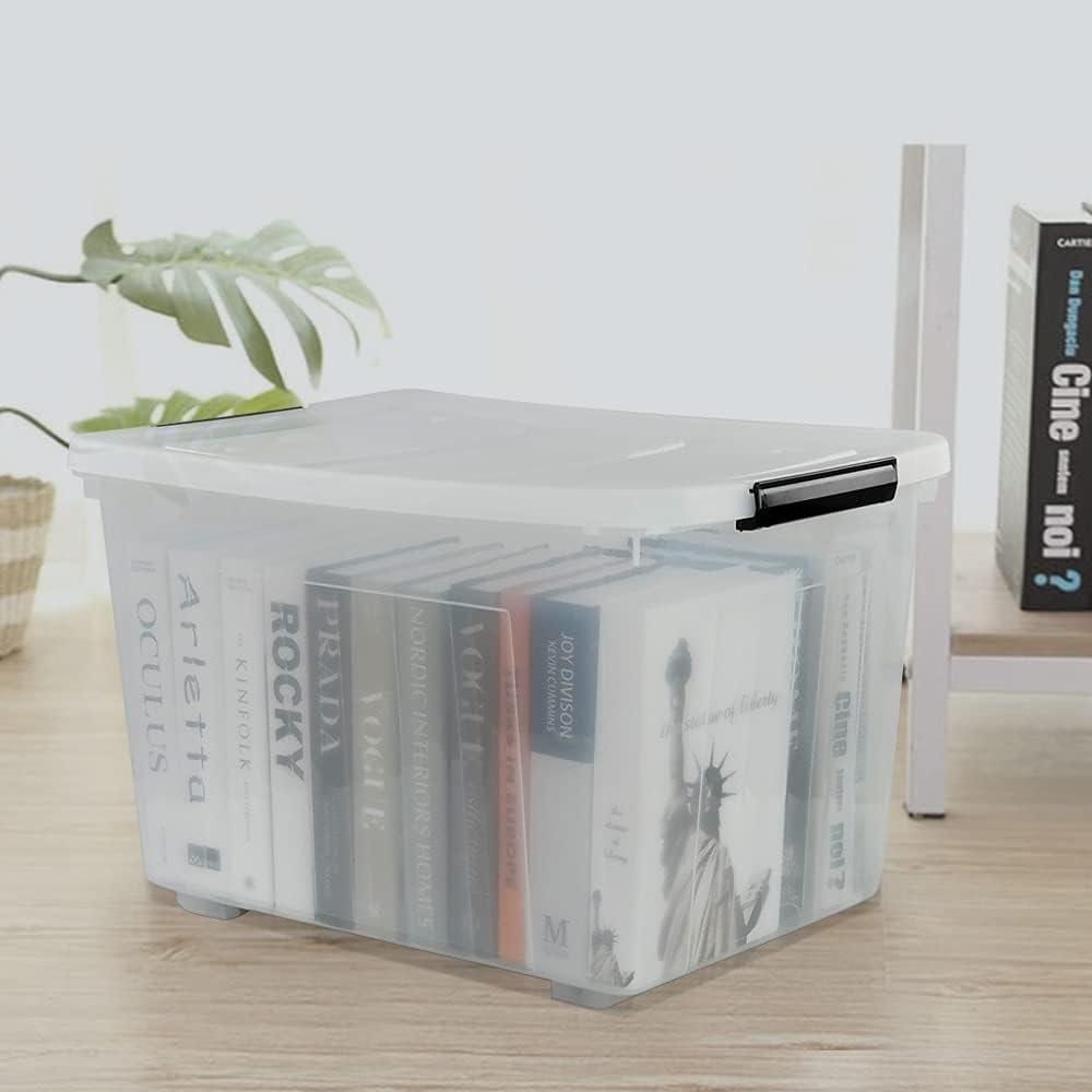 70 L Clear Plastic Storage Bin with Wheels, 3 Packs S285083
