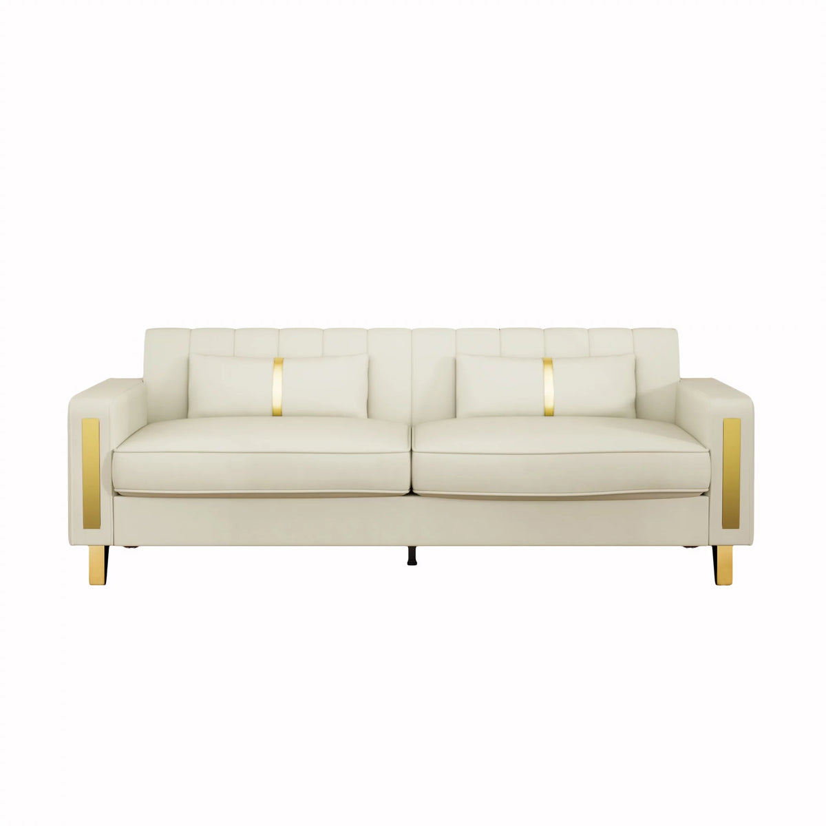 Velvet Upholstered Sofa with Pillows Gold Metal Legs U889