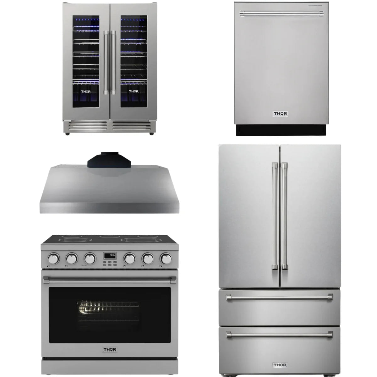 36 Electric Range, Range Hood, Refrigerator, Dishwasher and Wine Cooler N72303