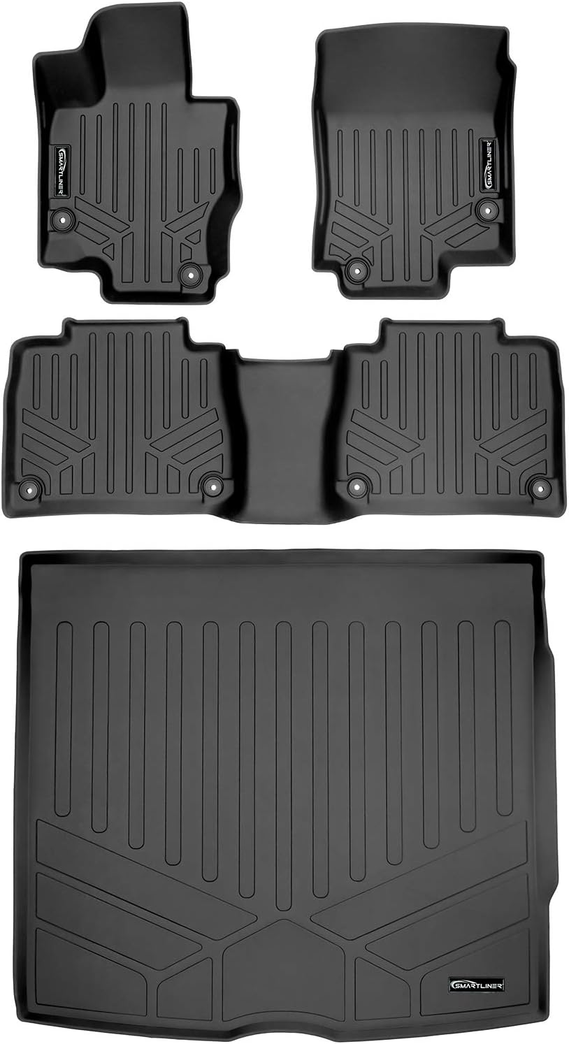 Custom Fit Floor Mats 2 Rows and Cargo Liner Set Black E21984