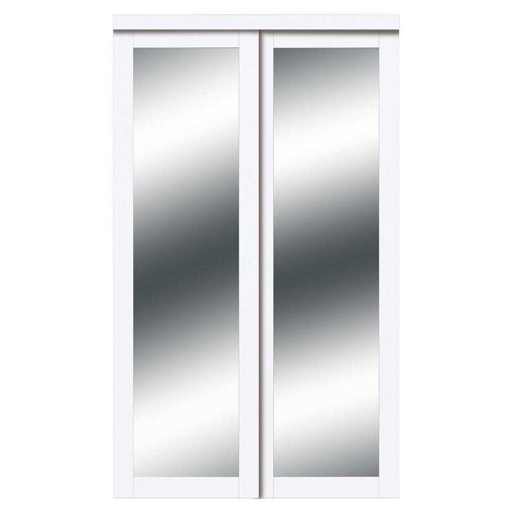 80 in. White Mirror Sliding Closet Door D89538