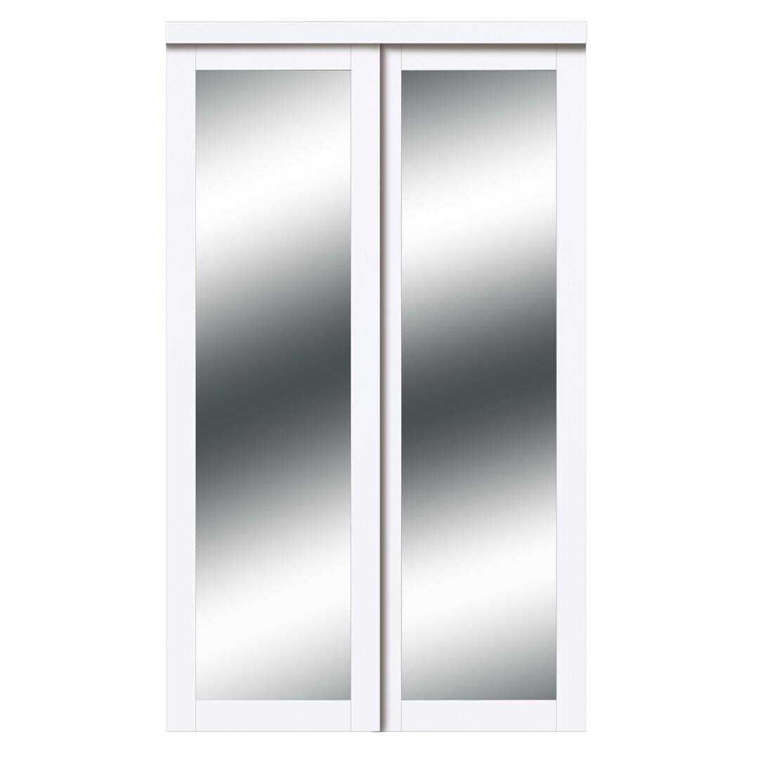 80 in. White Mirror Sliding Closet Door D89538