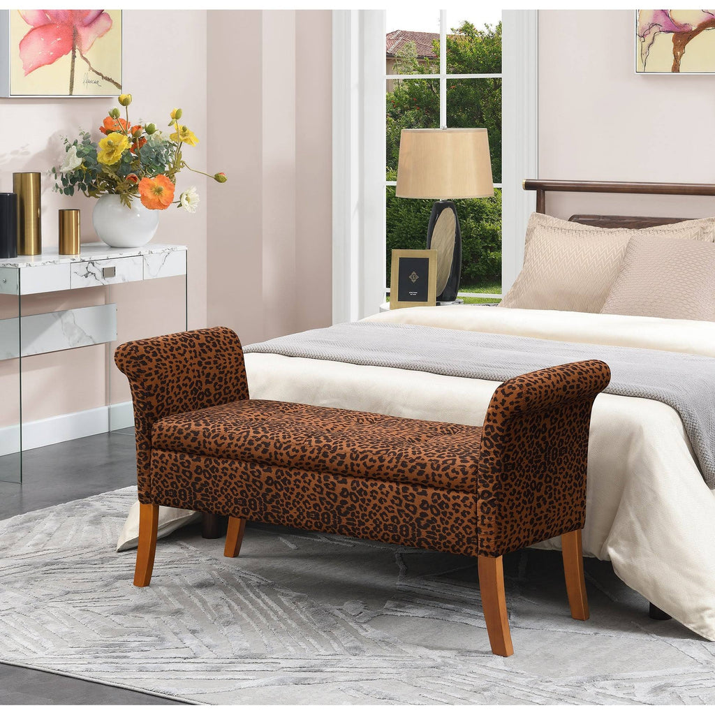 Espresso Faux Leather Storage Bench F159