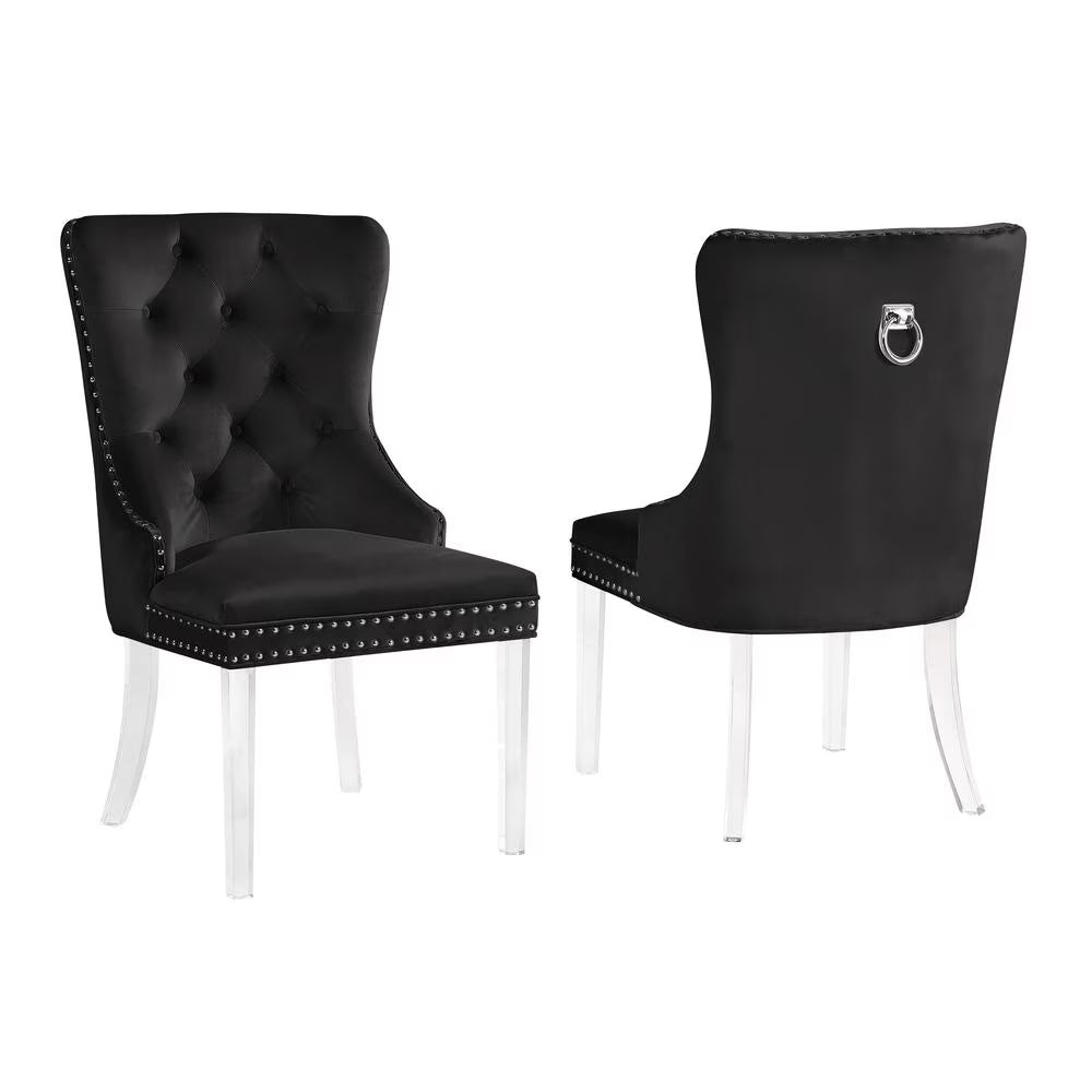 Black Tufted Velvet Dining Chairs (Set of 2) B11846