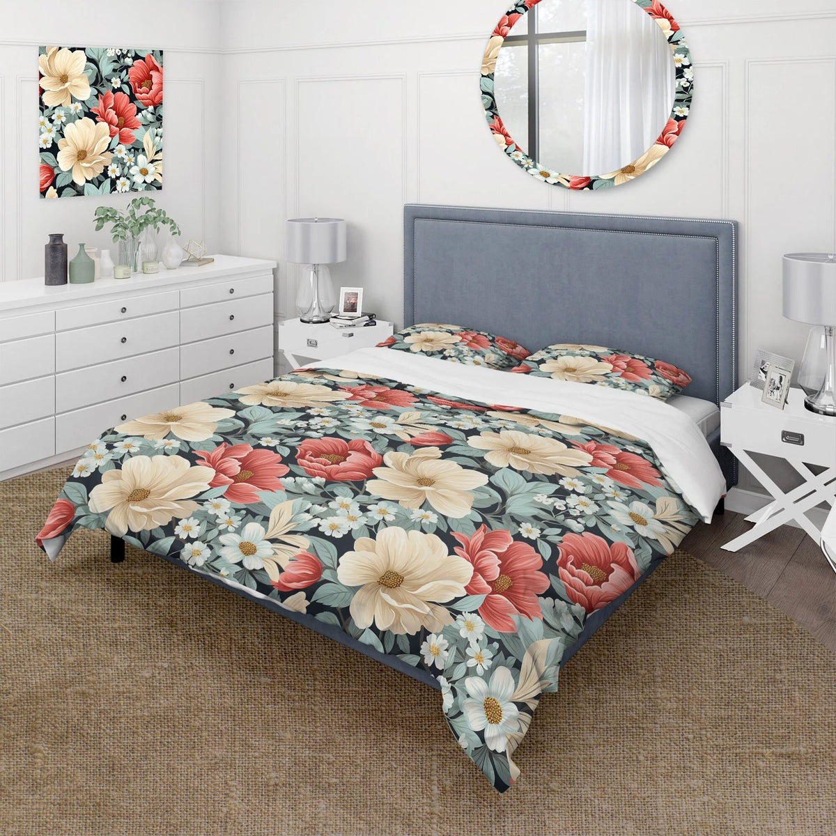Floral Bedding Set With 2 Shams D4504