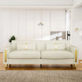 Velvet Upholstered Sofa with Pillows Gold Metal Legs U889