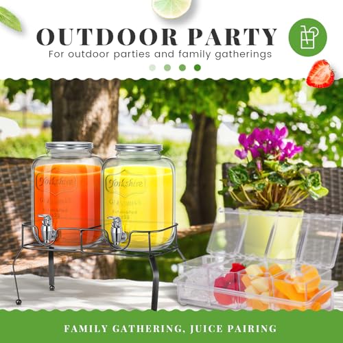 Glass Drink Dispenser Set of 2 1 Gallon with Lid and Spoon J269436