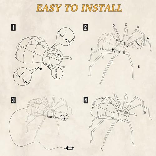 4.2Ft Light Up Spider with 90 LED Lights S6009