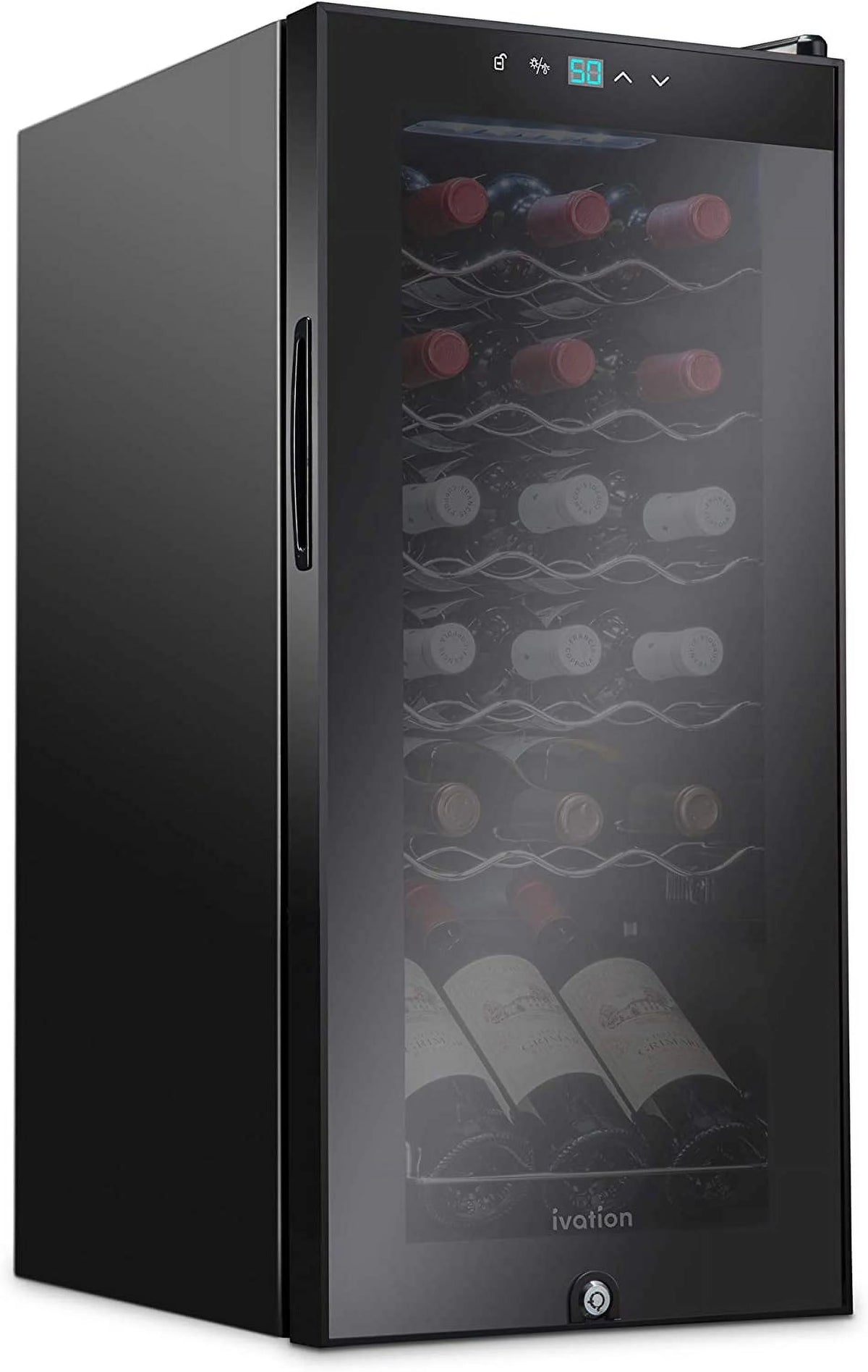 18 Bottle Compressor Wine Cooler Refrigerator with Lock, Black F7883
