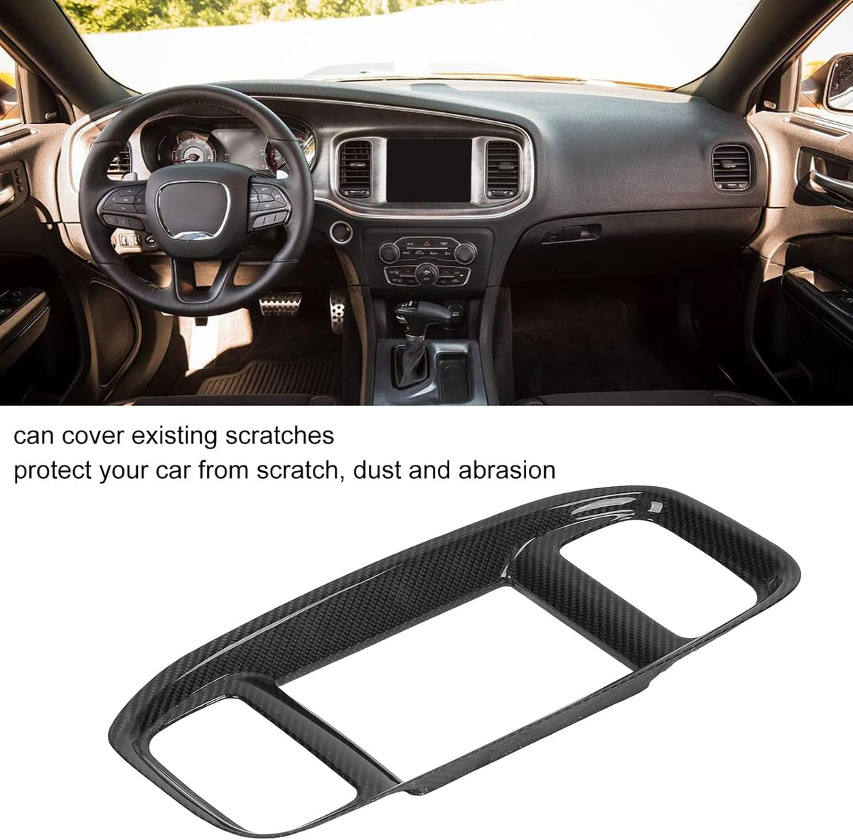 Gloss Black Carbon Fiber Car Stereo Radio Fascia Frame J45248
