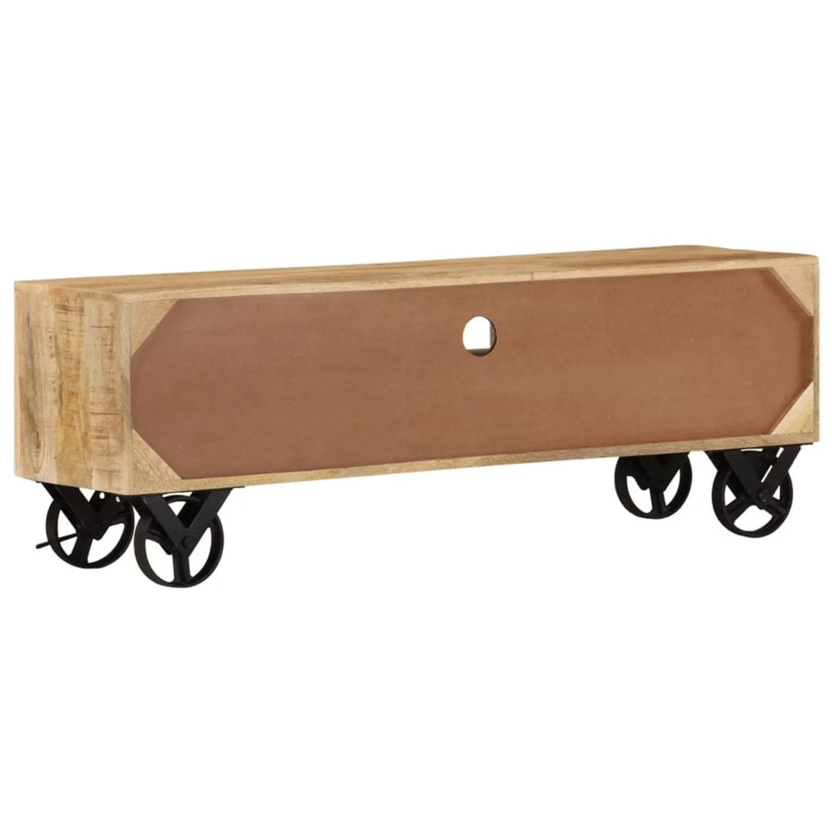 Rough Mango Wood Wheeled TV Stand with 2 Doors H757528