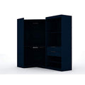White 2 Piece Corner Wardrobe Closet with Drawers and Hanging Rods I214