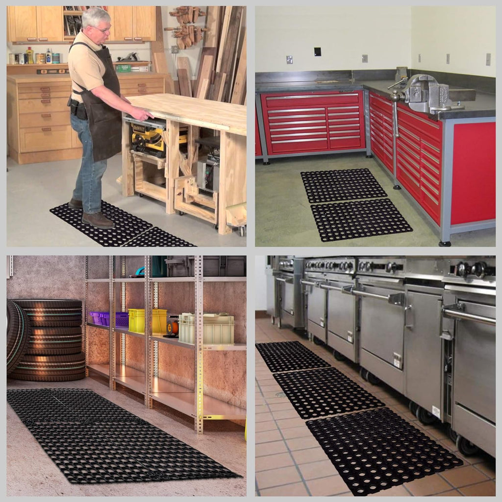 Interlocking Rubber Drainage Floor Mat 24 x 16 inches 12 Mats H3762
