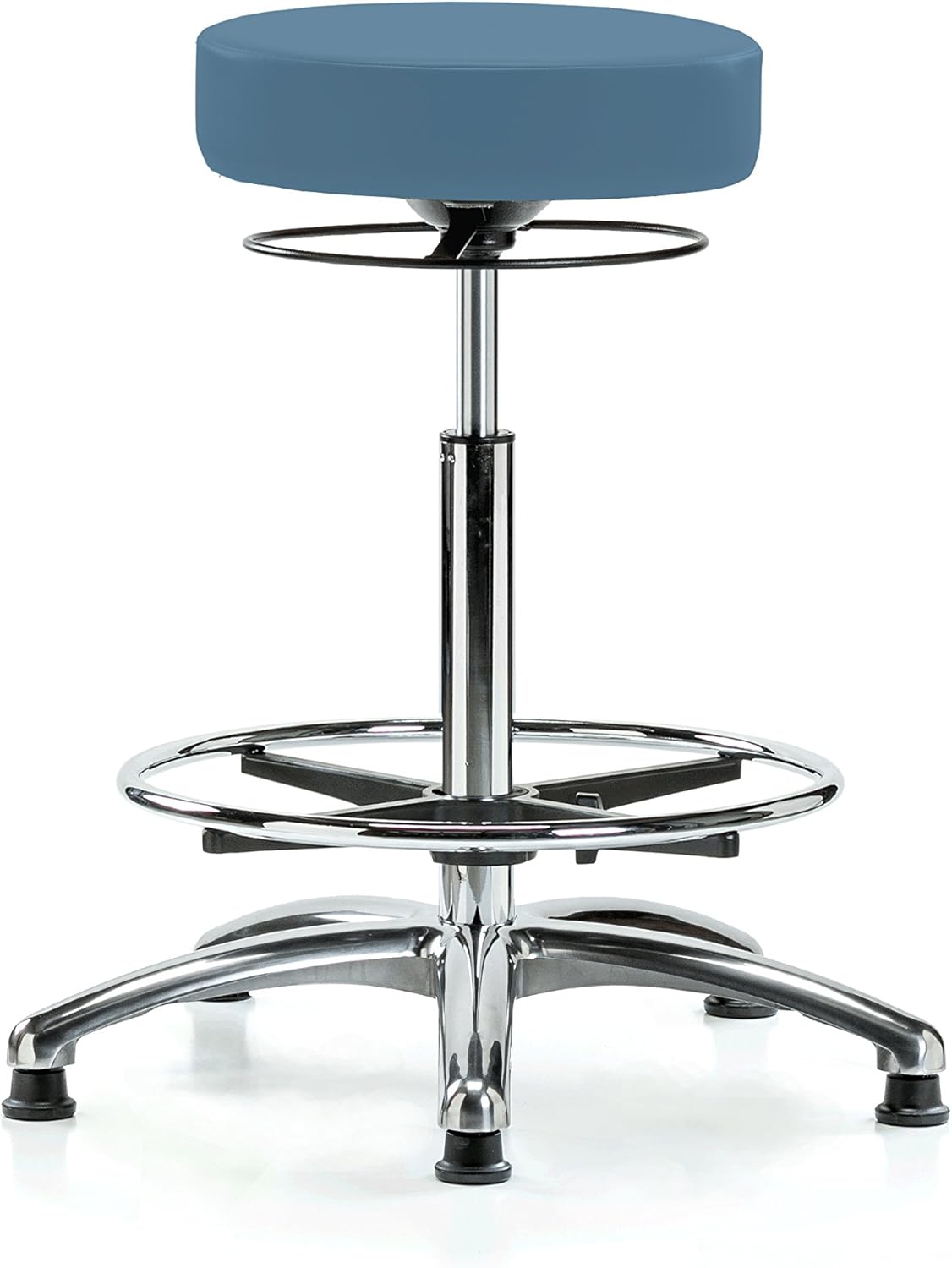 Chrome Height Adjustable Salon Stool with Footring F314