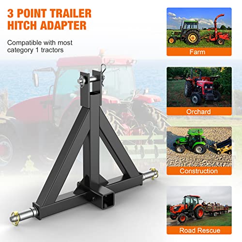2" Orange Trailer Hitch Receiver for Category 1 Tractors H23061