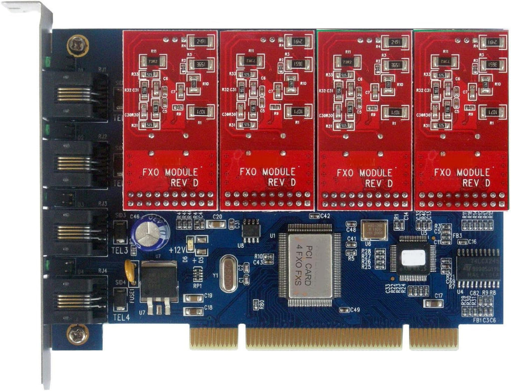4 Port Analog FXO Card with 4 FXO Modules PCI V323