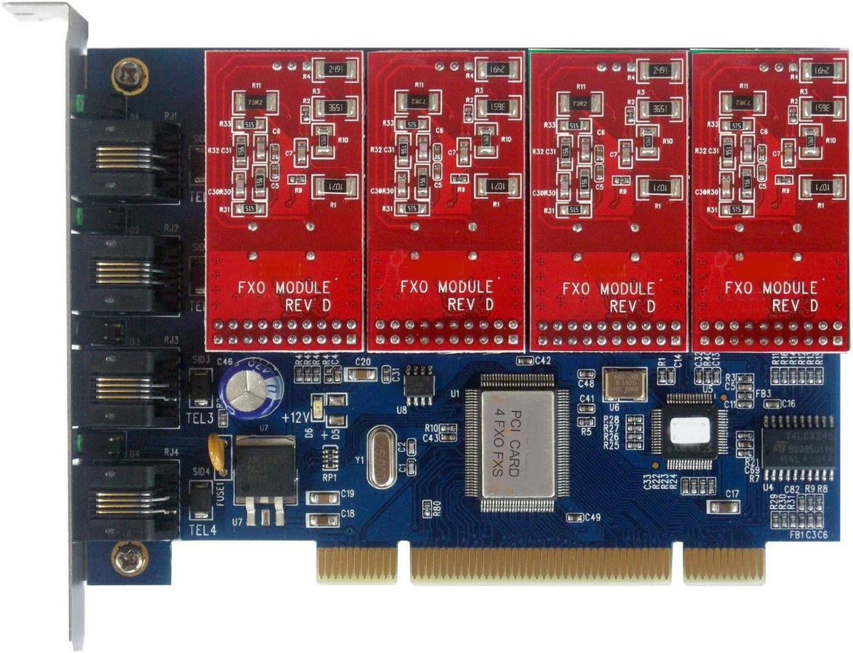 4 Port Analog FXO Card with 4 FXO Modules PCI V323