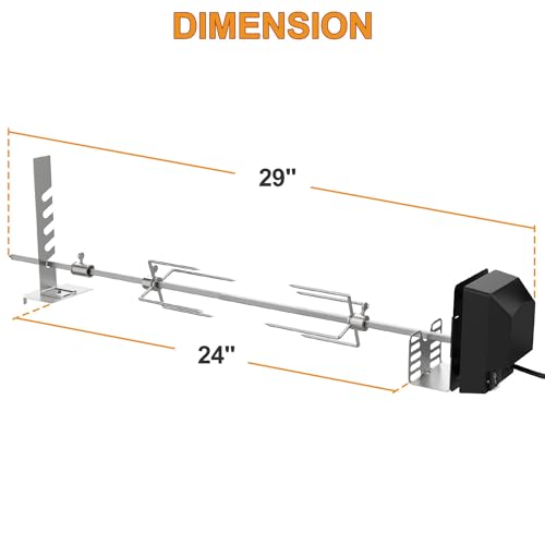 BBQ Rotisserie Grill Kit with 120V 4W Motor, 28" Spit Rod, 2 x 4 Forks I165166