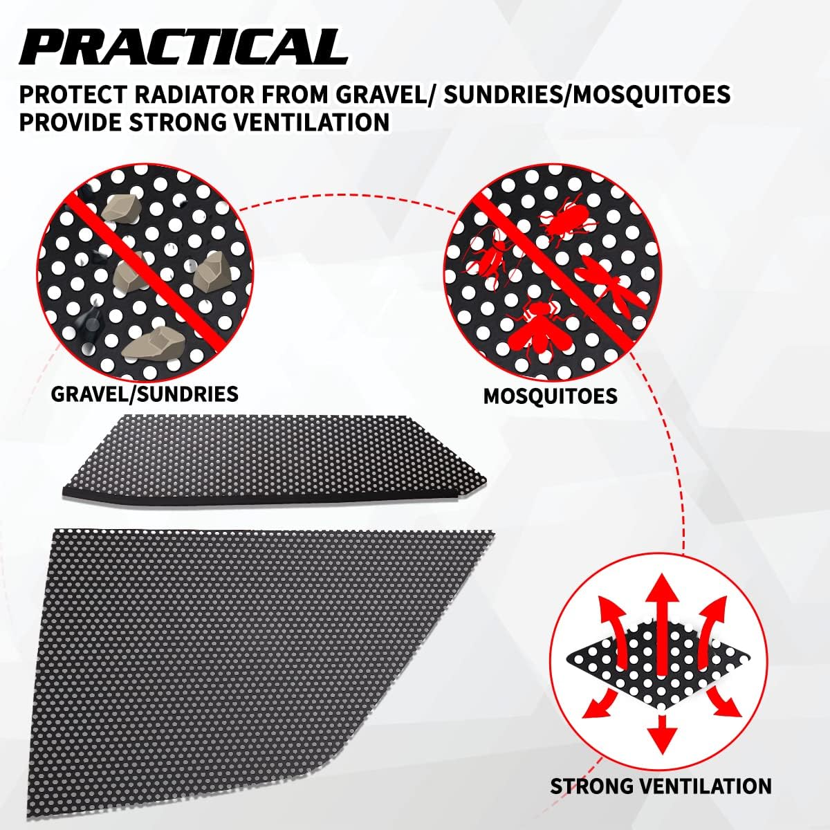 Black Aluminum Car Radiator Grille Vent Set L310