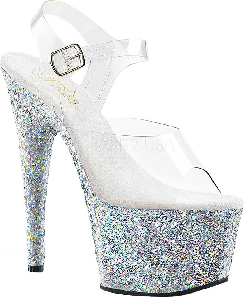 Clear Silver Multi Glitter Shoes A7387