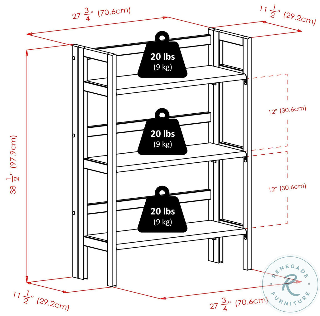 3-Pc Set Folding Bookcase with Fabric Basket E40916