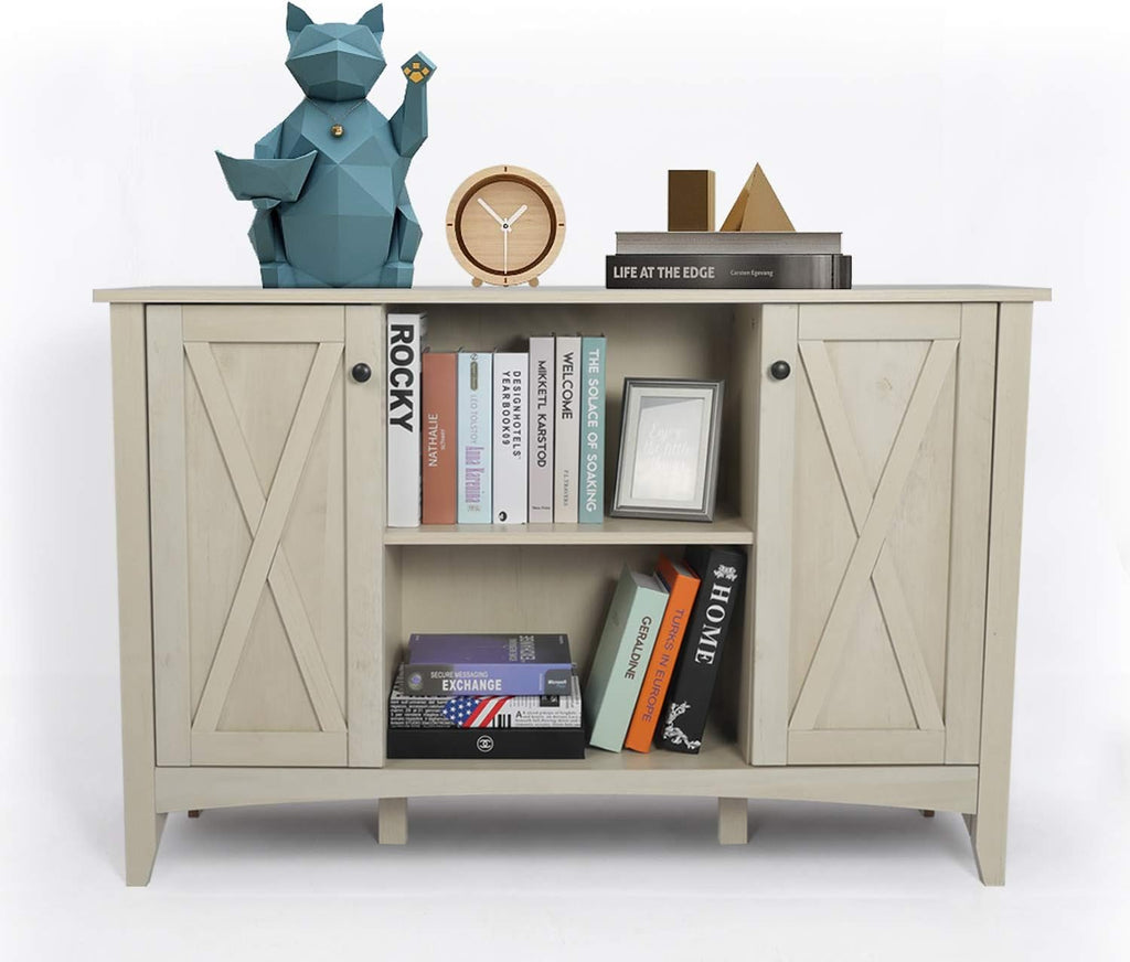 Antique White Mid Century Storage Cabinet O3647