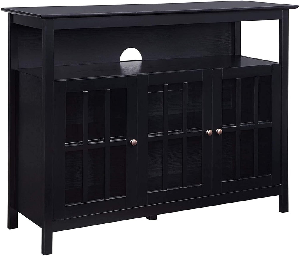 White TV Stand with Storage Cabinets and Shelf K817