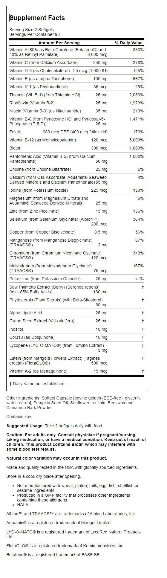 180 Softgels Men's Multivitamin Z179