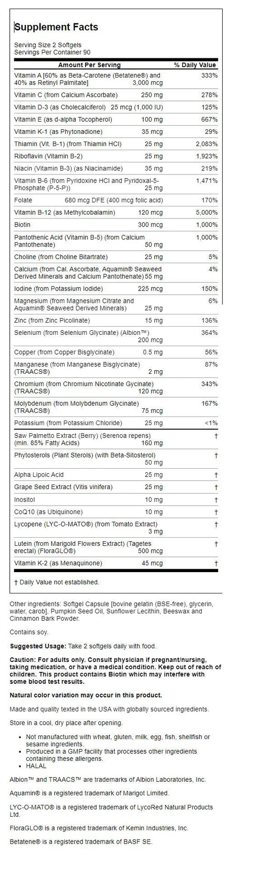 180 Softgels Men's Multivitamin Z179