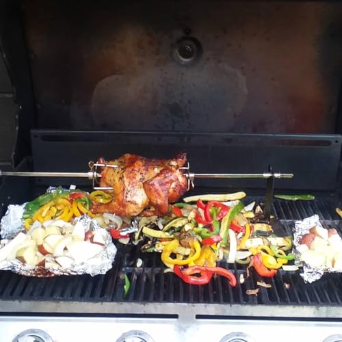 BBQ Rotisserie Grill Kit with 120V 4W Motor, 28" Spit Rod, 2 x 4 Forks I165166