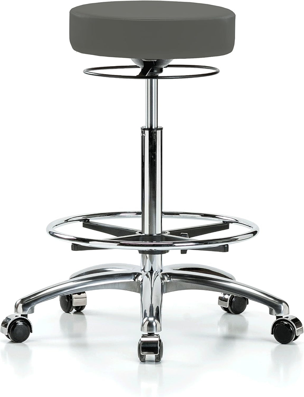 Chrome Height Adjustable Salon Stool with Footring F314