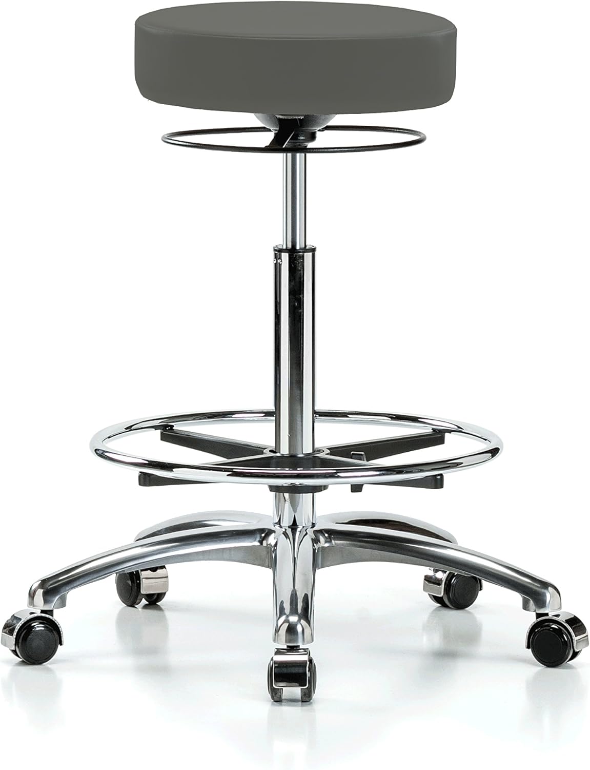 Chrome Height Adjustable Salon Stool with Footring F314