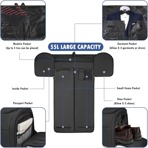 Navy Convertible Garment Bag with Shoe Compartment A2349