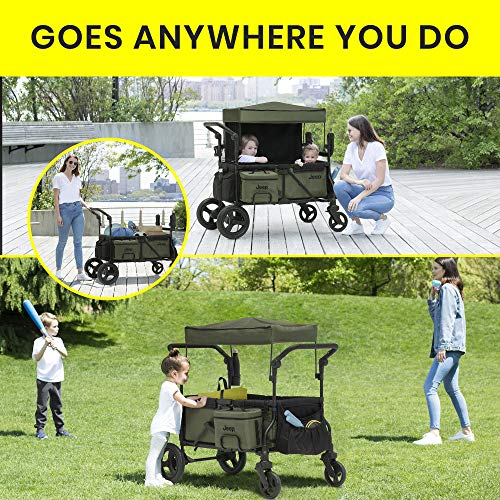 Black/Green Stroller Wagon with Cooler Bag and Parent Organizer S314985