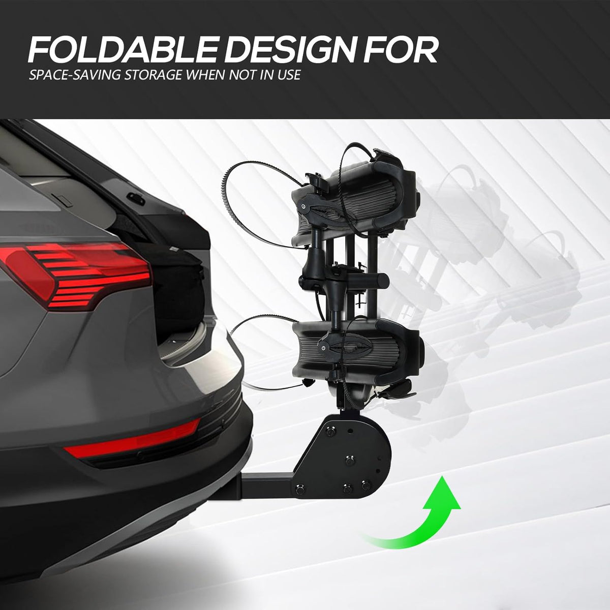 2" Hitch EBike Rack with Ramp, 200 LBS Capacity Foldable Platform Q307