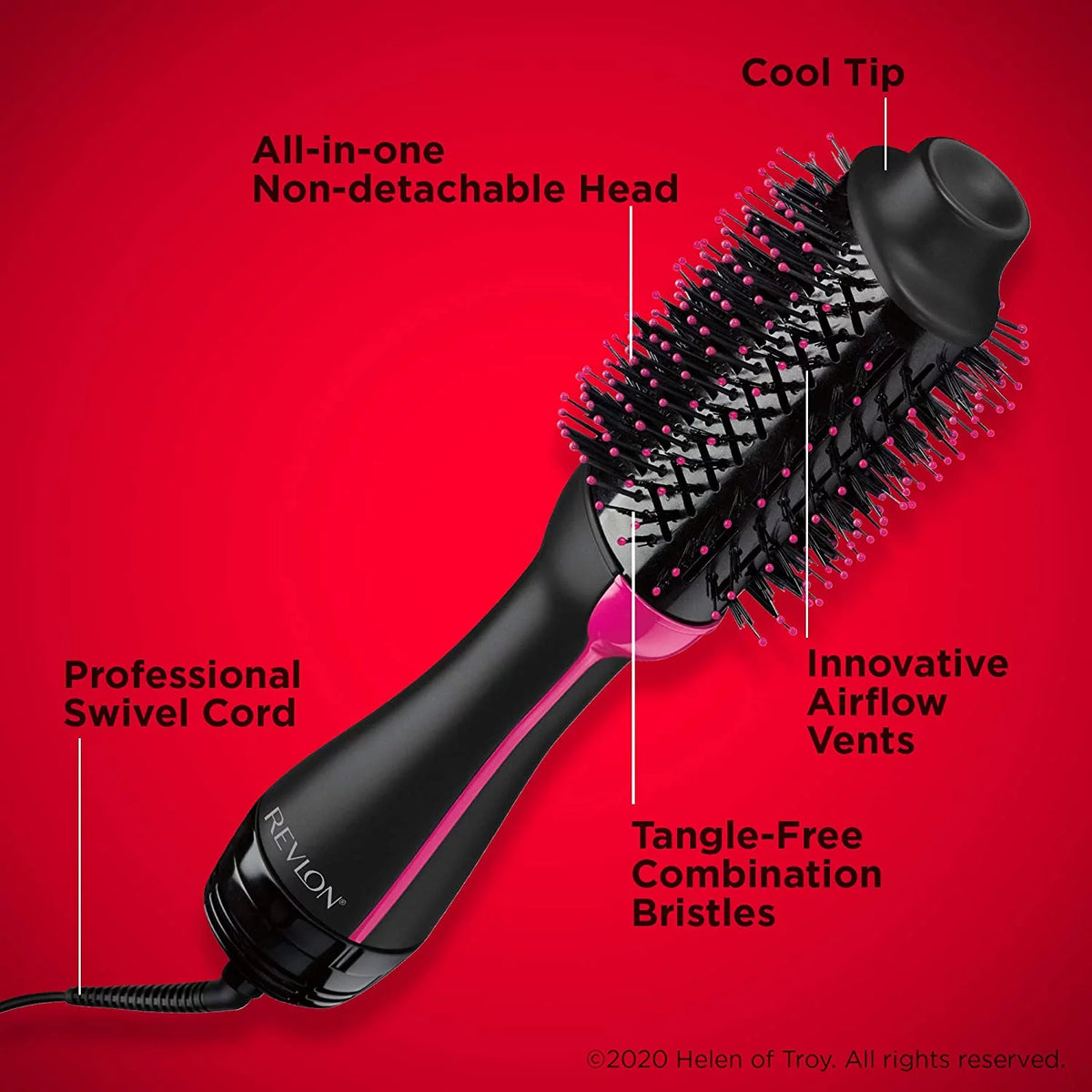 Black Hot Air Brush Hair Dryer And Volumizer B461