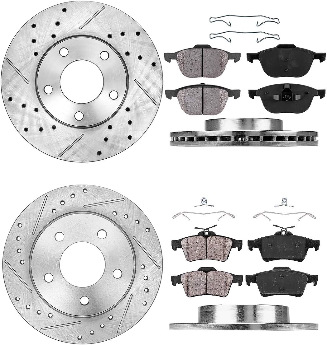 Front and Rear Brake Rotors and Ceramic Brake Pads A600945