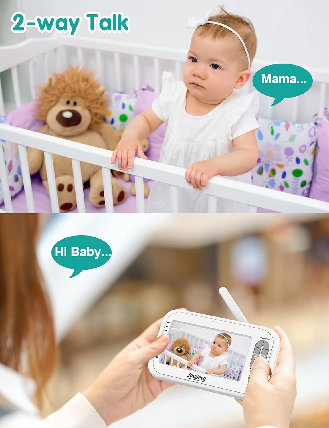 Baby Monitor with Camera and Audio 4.3 Inches LCD Split Screen O988
