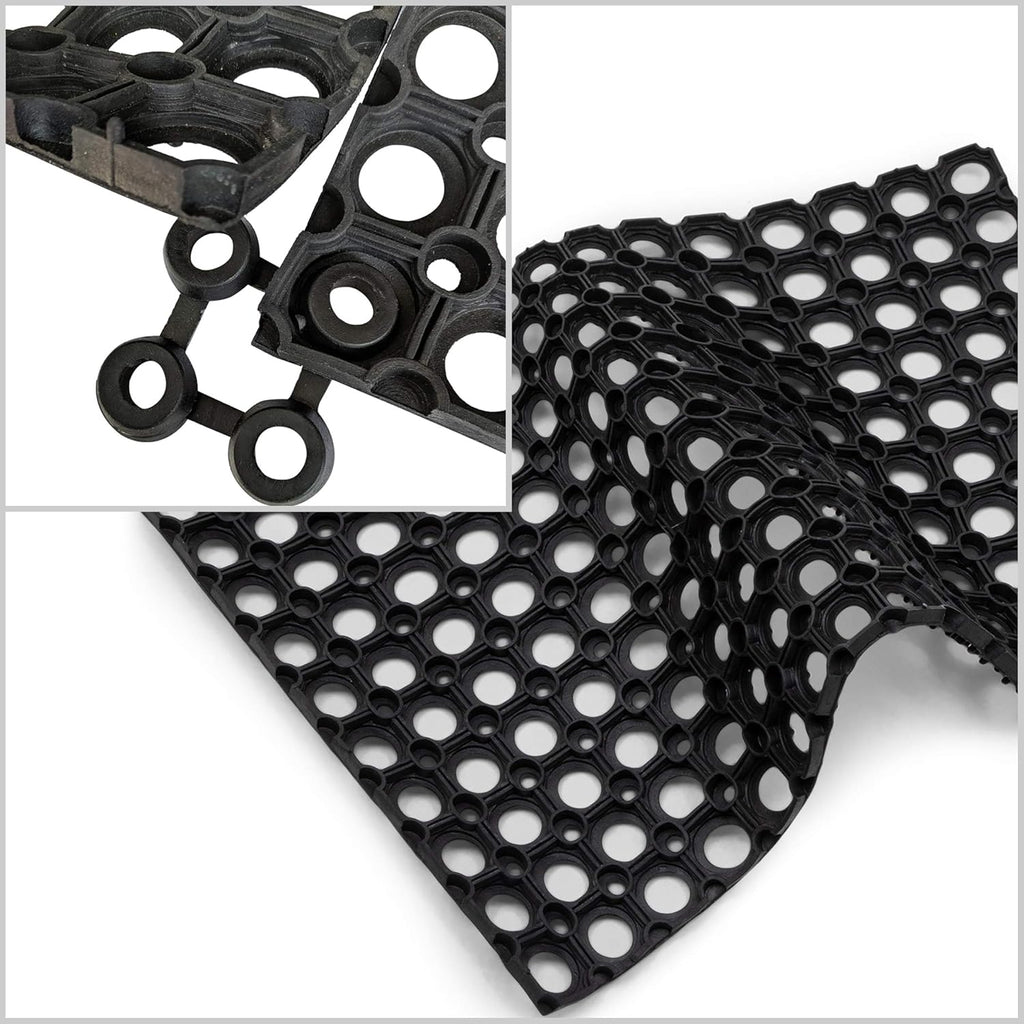 Interlocking Rubber Drainage Floor Mat 24 x 16 inches 12 Mats H3762