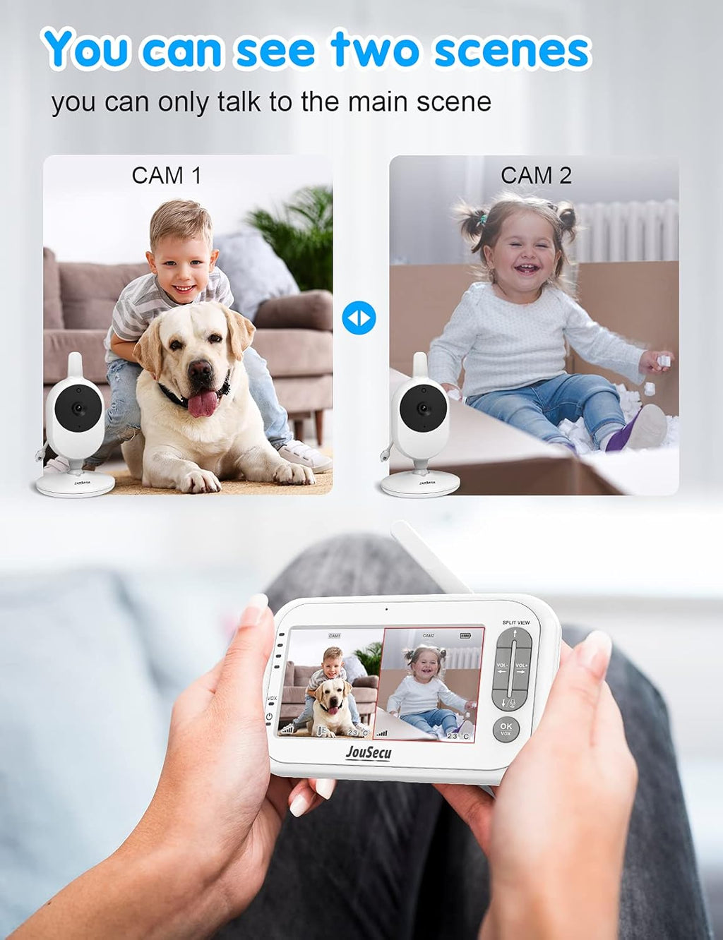 Baby Monitor with Camera and Audio 4.3 Inches LCD Split Screen O988