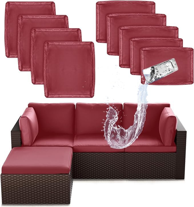 9p Waterproof Taupe Patio Cushion Covers O86118