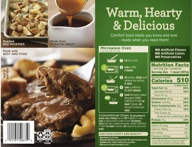 14 oz Salisbury Steak Frozen Dinner Pack of 6 N2897