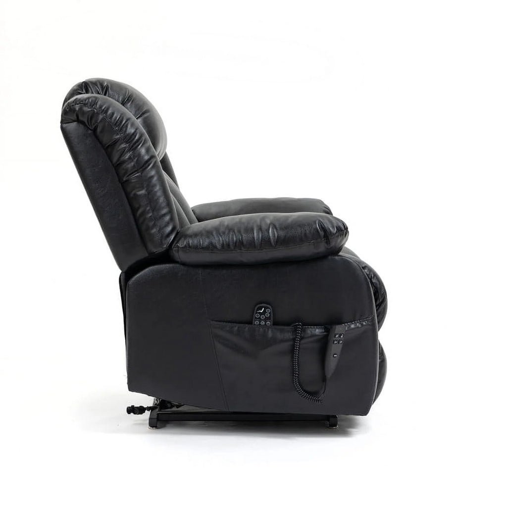 Oversized Black Leather Power Lift Recliner Chair with 8-Point Vibration Massage Lumbar Heating E9162