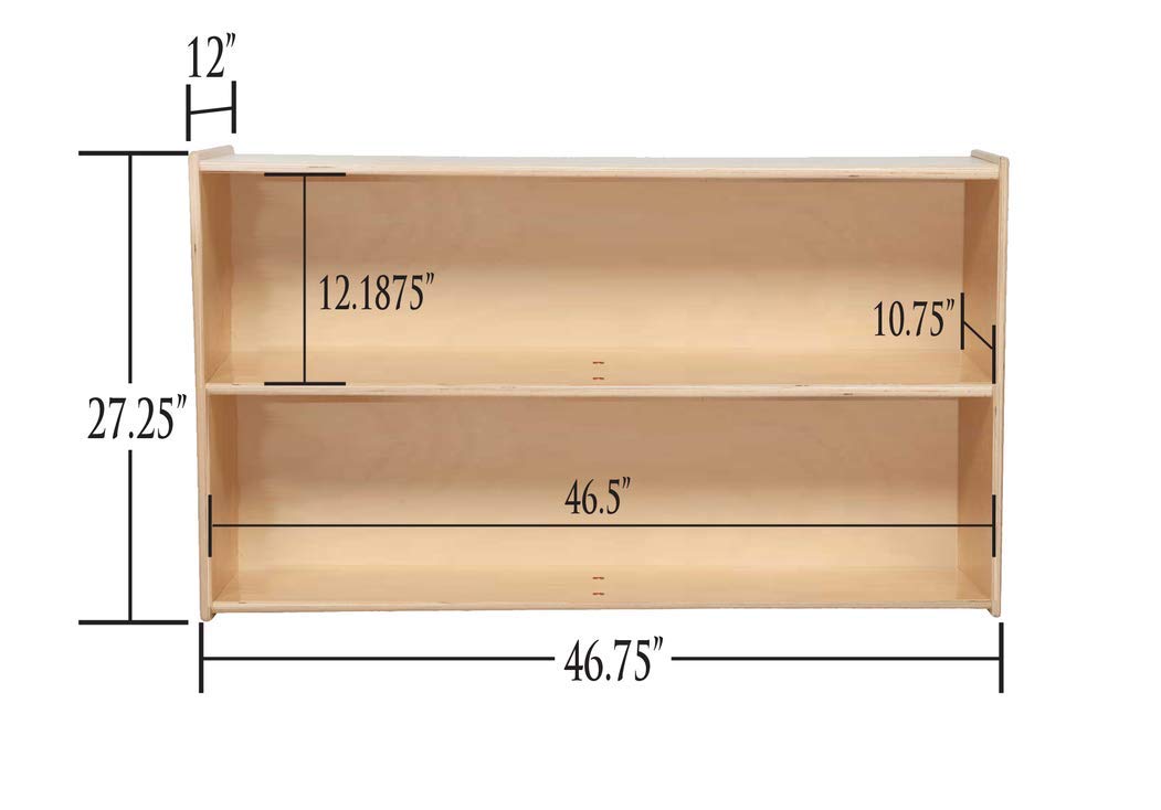 2 Shelf Bookcase Storage Organizer Natural Finish W920189